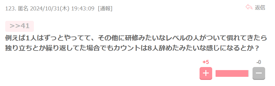 新人のマネージャーが辞めただけでは？という声